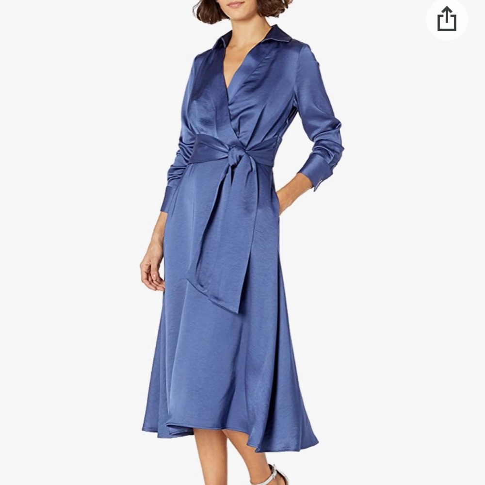 Satin Faux Wrap Dress